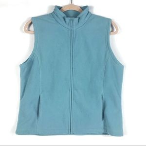 Orvis Fleece Vest Light Blue Full Zip Pockets EUC